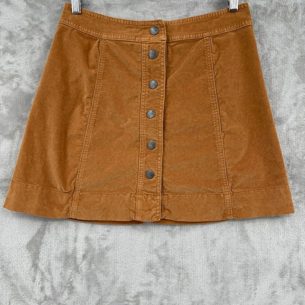 Madewell  Velveteen Metropolis Snap Skirt Mini Camel Tan Academia